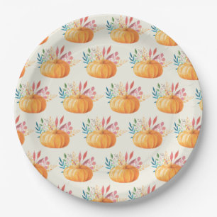 Prato De Papel Padrão De Pumpkin De Cor Laranja Coca-Laranja