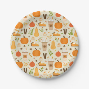 Prato De Papel Padrão de queda de laranja divertido
