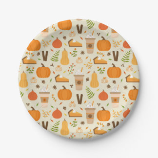 Prato De Papel Padrão de queda de laranja divertido