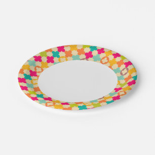 Prato De Papel Padrão de rosetas medievais de Vintage