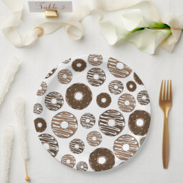 Prato De Papel Padrão de rosquinha, Rosquinhas de chocolate, Rosq
