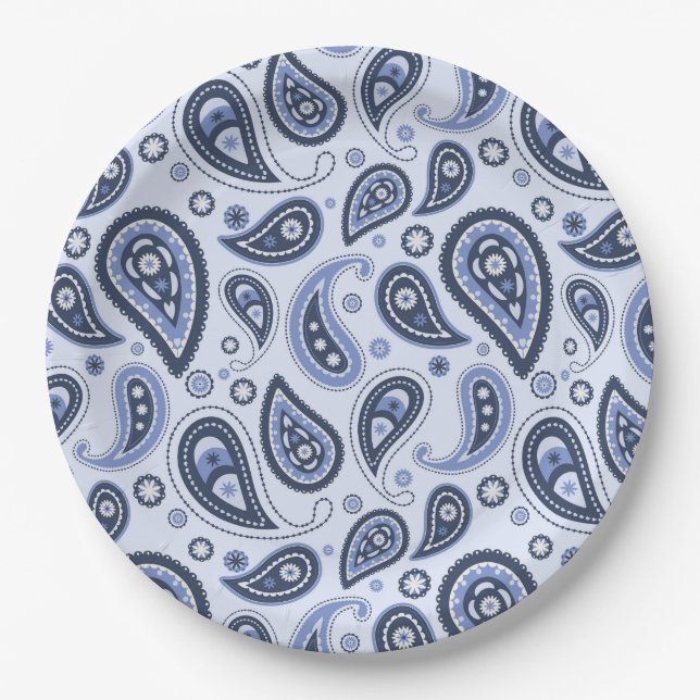 Prato De Papel Padrão de salto azul (Frente)