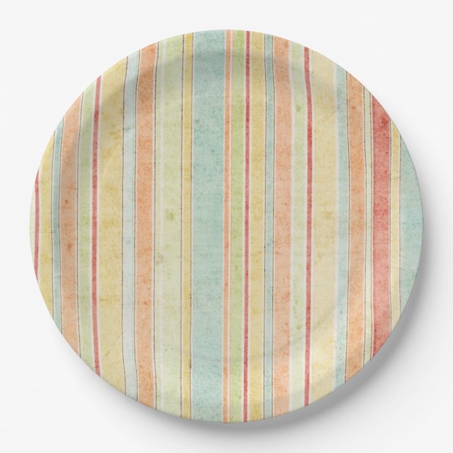 Prato De Papel Padrão de Stripes Shabby (Frente)