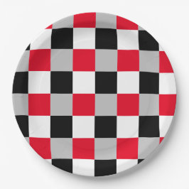 Prato De Papel Padrão de tabuleiro de xadrez editável