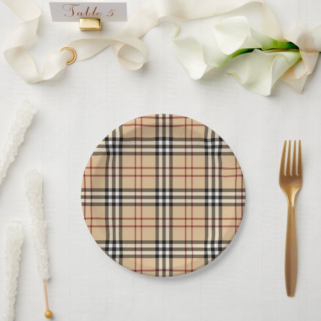 Prato De Papel Padrão de Tartan escocês (Casamento)