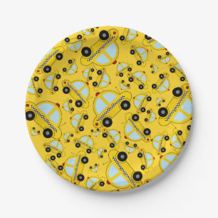Prato De Papel Padrão de táxi amarelo
