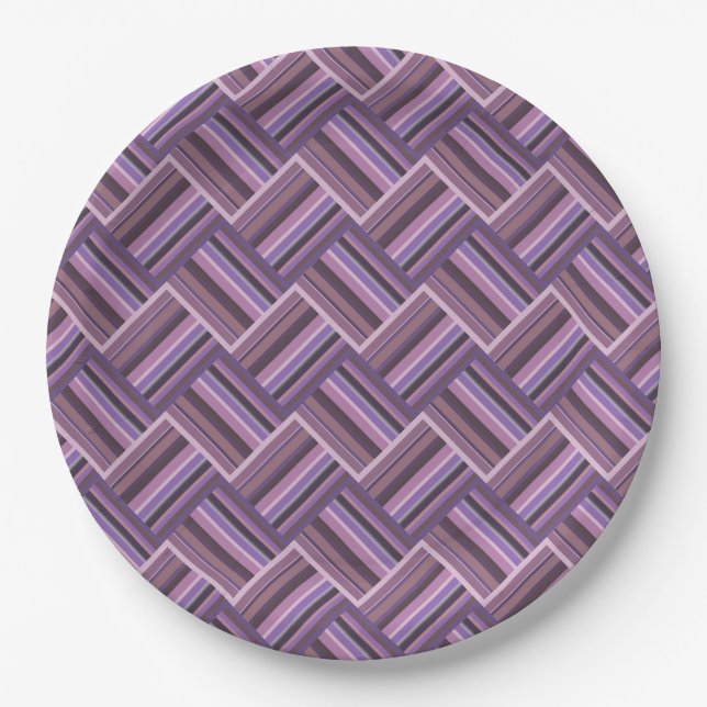 Prato De Papel Padrão de tecelagem diagonal das faixas de Mauve (Frente)