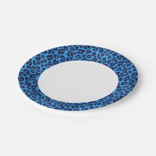 Prato De Papel padrão de textura do leopardo azul