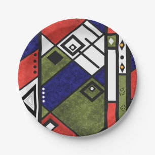 Prato De Papel Padrão de textura tradicional de etno africano sem