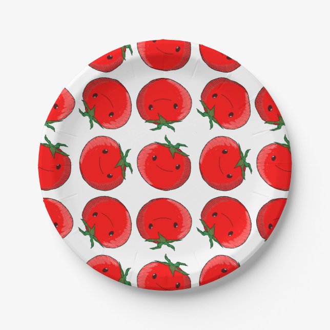 Prato De Papel Padrão de tomate de cartoon bonito (Frente)