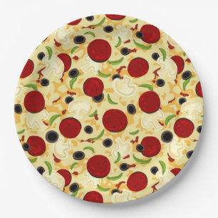 Prato De Papel Padrão de Tópicos de Pizza