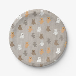 Prato De Papel Padrão de Urso Bonito
