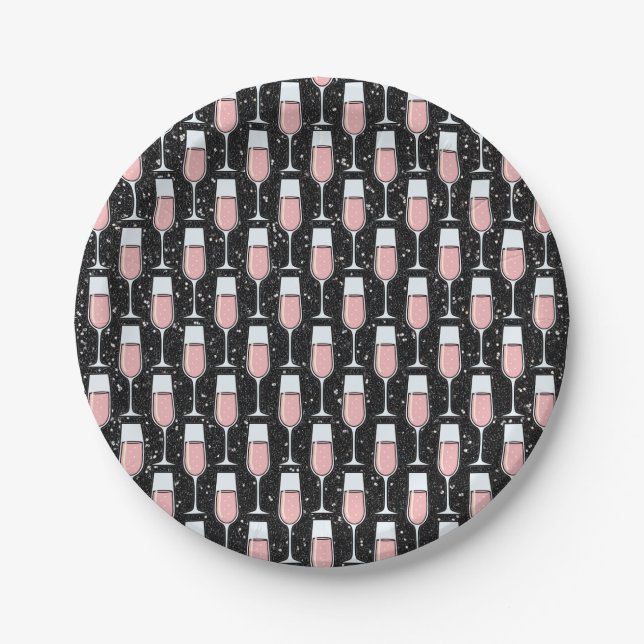 Prato De Papel Padrão de Vinho Rosé (Frente)
