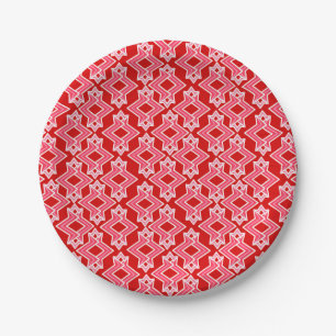 Prato De Papel Padrão de wallpaper Art Deco, vermelho escuro e r