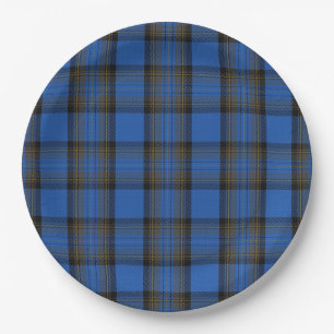 Prato De Papel Padrão de Xadrez de Skye Blue Tartan