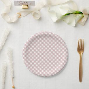 Prato De Papel Padrão de Xadrez de Sombreado Rosa Maciço Minimali