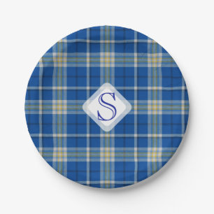 Prato De Papel Padrão de xadrez de tartan das cores do sinalizado