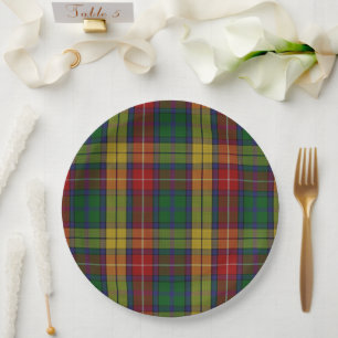 Prato De Papel Padrão de Xadrez do Buchanan Clan Tartan