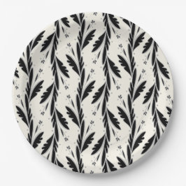 Prato De Papel Padrão Decorativo de Vinhas Negras