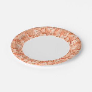 Prato De Papel Padrão desenhado pela mão do mar