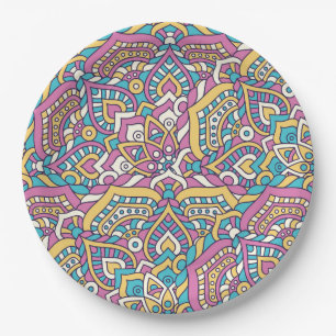 Prato De Papel Padrão do Azulejo Mandala