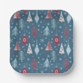 Prato De Papel Padrão do Natal de inverno.