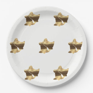 Prato De Papel Padrão Dourado branco dos ouros de Natal Elegante