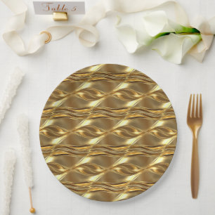 Prato De Papel Padrão dourado cativante