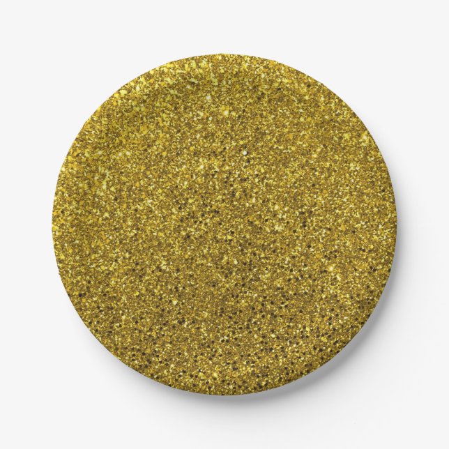 Prato De Papel Padrão Dourado de brilho (Frente)