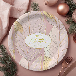 Prato De Papel Padrão Dourado de Natal rosa nº 29 ID1009