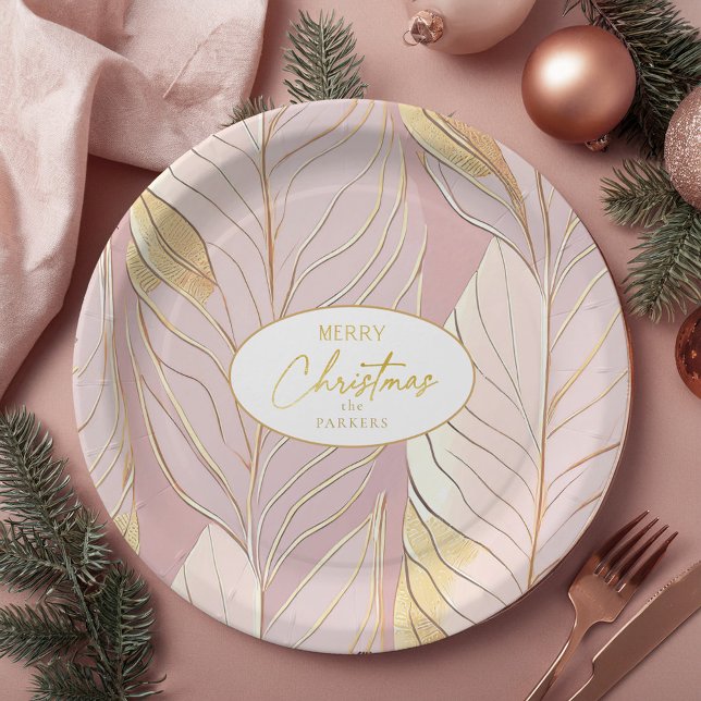 Prato De Papel Padrão Dourado de Natal rosa nº 29 ID1009 (Criador carregado)