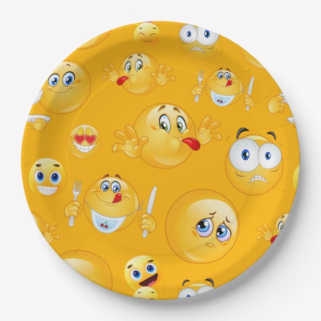 Prato De Papel Padrão Emoji 2 (Frente)