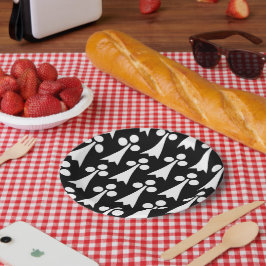 Prato De Papel Padrão Ermine, Padrão Medieval, Branco em Preto