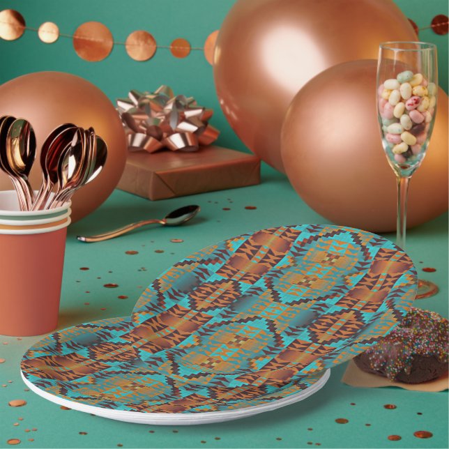 Prato De Papel Padrão Étnico indígena indígena indígena índio (Múltiplo)