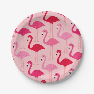 Prato De Papel Padrão Flamingo Rosa Bonito