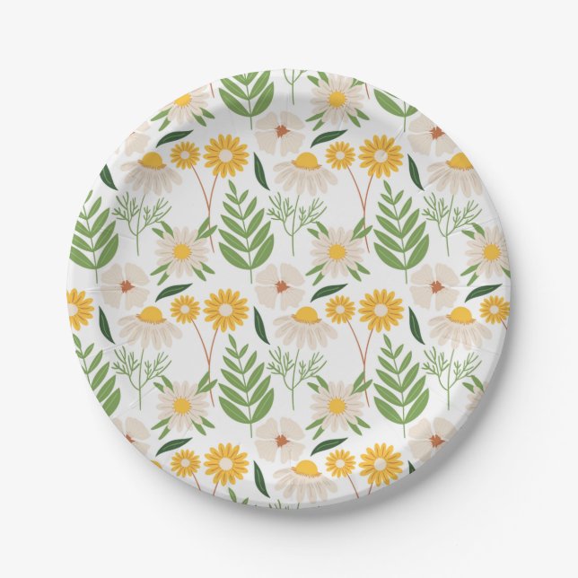 Prato De Papel Padrão Floral (Frente)