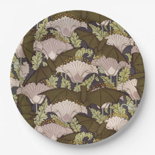 Prato De Papel Padrão Floral Art Nouveau Vintage de Morcego e Pap