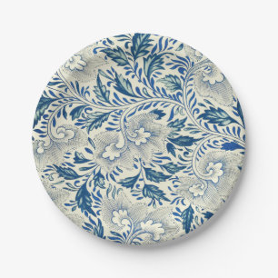 Prato De Papel Padrão Floral Azul Design Asiático Antiquado