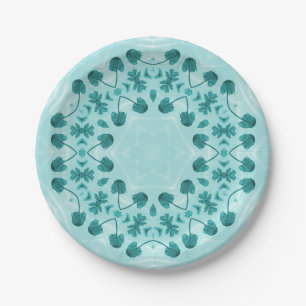 Prato De Papel Padrão Floral, Azul Teal
