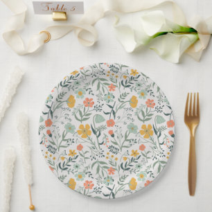 Prato De Papel Padrão Floral Botânico Bonito