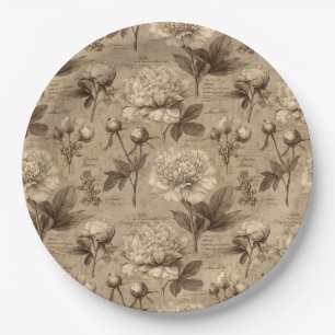 Prato De Papel Padrão Floral Botânico Vintage (2)