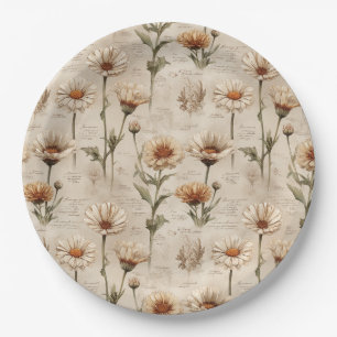 Prato De Papel Padrão Floral Botânico Vintage (8)