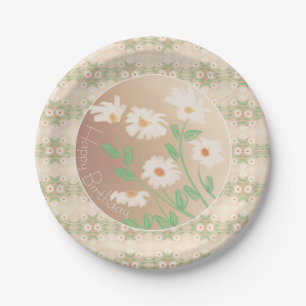 Prato De Papel Padrão Floral Com Disies
