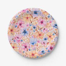 Padrão Floral de Flores Silvestres Coloridas em Aq