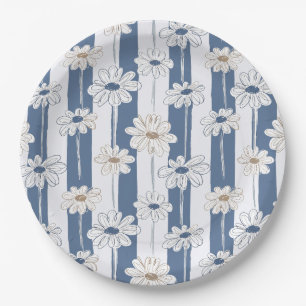 Prato De Papel Padrão Floral de Margarida Minimalista (3)
