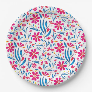 Prato De Papel Padrão Floral de Uplifting por Aquarela