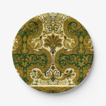 Padrão Floral Dourado e Verde Vintage