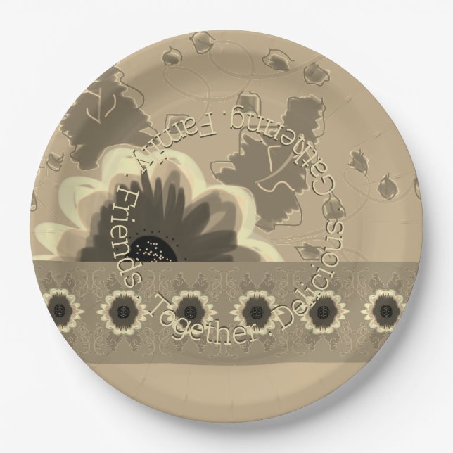 Prato De Papel Padrão Floral Elegante (Frente)