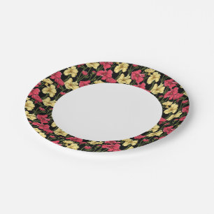 Prato De Papel Padrão floral elegante 2