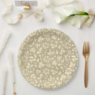 Prato De Papel Padrão Floral Elegante Francês Vintage Beige